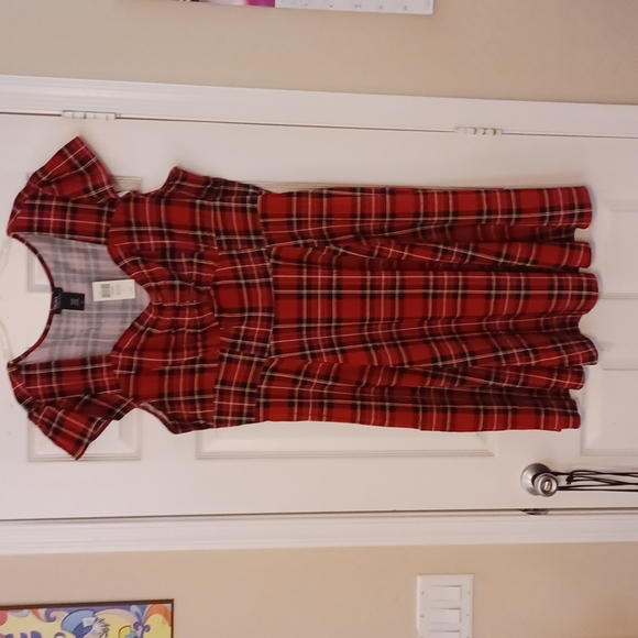 NWT 2x Tartan retro sweetheart dress with pockets red tartan. - Picture 12 of 12